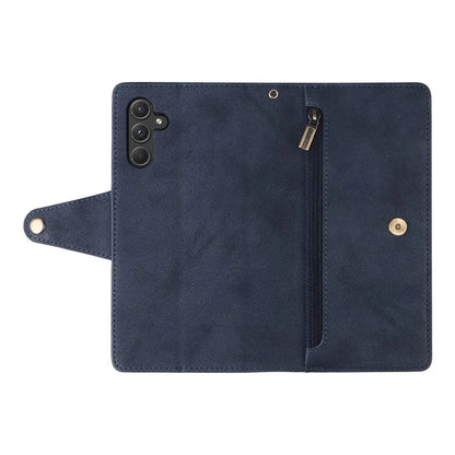 For Samsung Galaxy A55 5G Zipper Wallet Case Rivet Decor Leather Flip Phone Cover