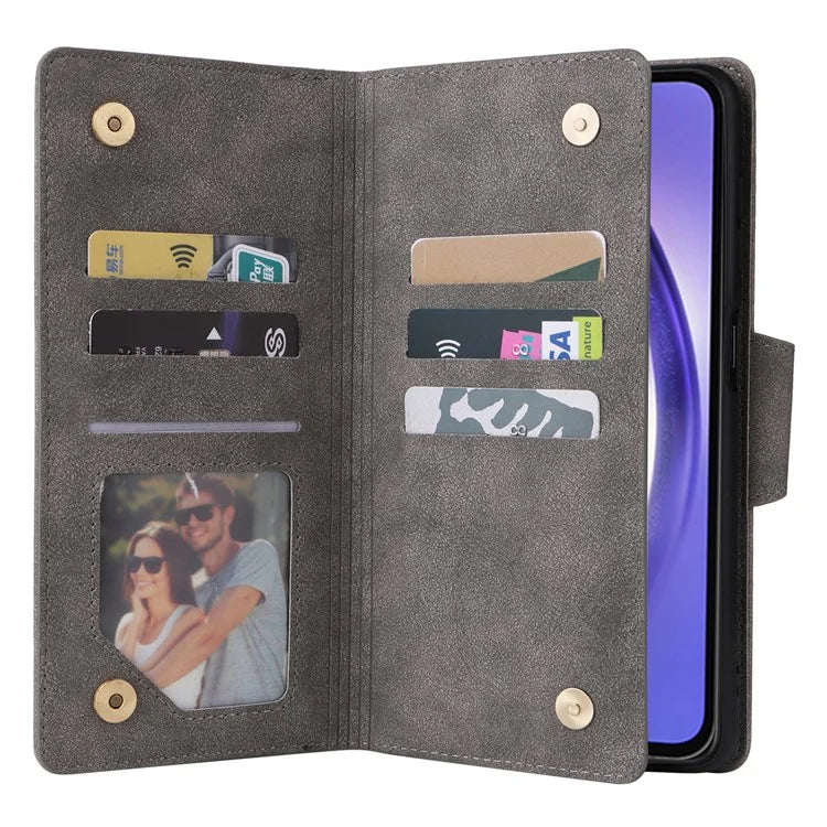For Samsung Galaxy A55 5G Zipper Wallet Case Rivet Decor Leather Flip Phone Cover