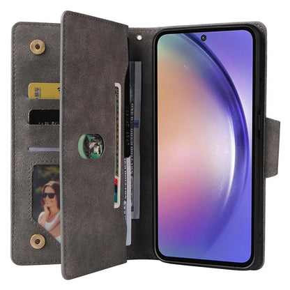 For Samsung Galaxy A55 5G Zipper Wallet Case Rivet Decor Leather Flip Phone Cover