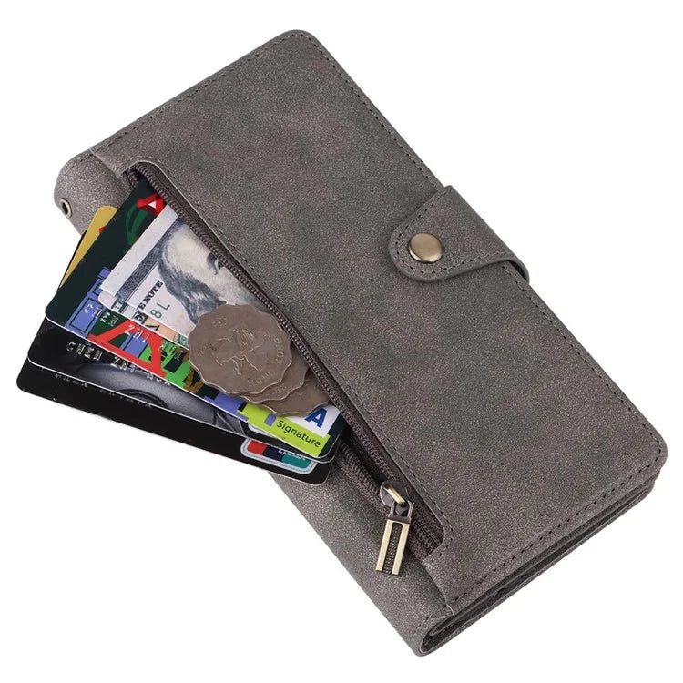 For Samsung Galaxy A55 5G Zipper Wallet Case Rivet Decor Leather Flip Phone Cover