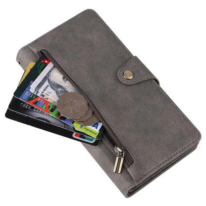 For Samsung Galaxy A55 5G Zipper Wallet Case Rivet Decor Leather Flip Phone Cover