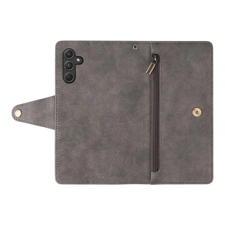 For Samsung Galaxy A55 5G Zipper Wallet Case Rivet Decor Leather Flip Phone Cover
