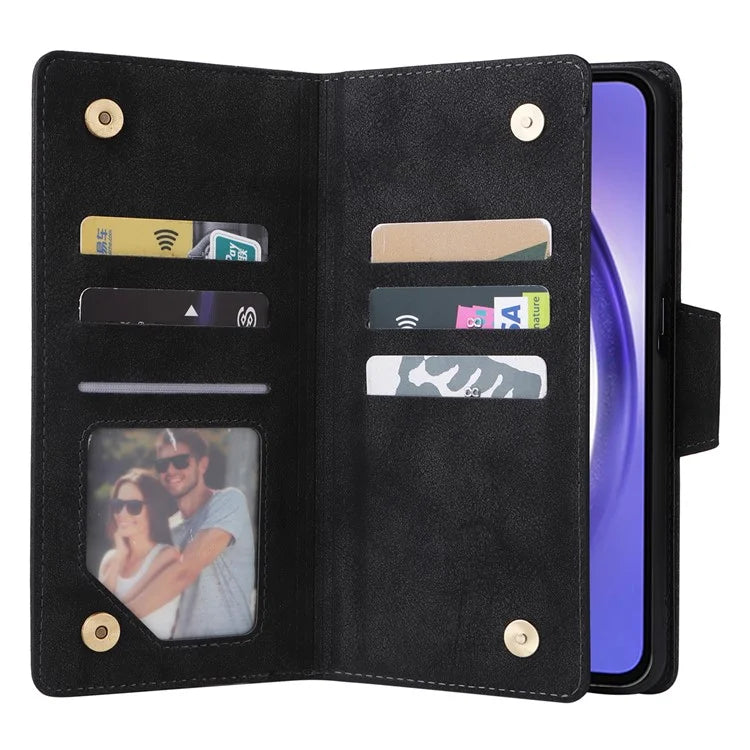 For Samsung Galaxy A55 5G Zipper Wallet Case Rivet Decor Leather Flip Phone Cover