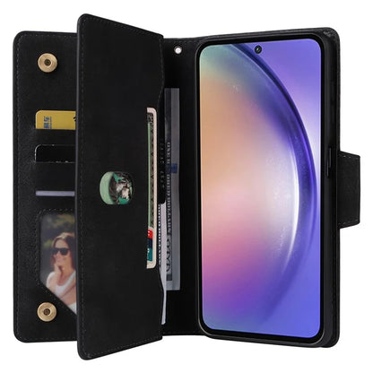 For Samsung Galaxy A55 5G Zipper Wallet Case Rivet Decor Leather Flip Phone Cover