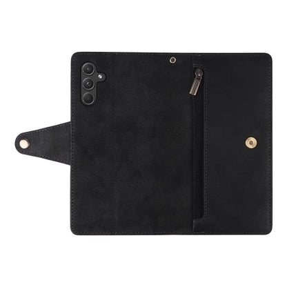 For Samsung Galaxy A55 5G Zipper Wallet Case Rivet Decor Leather Flip Phone Cover