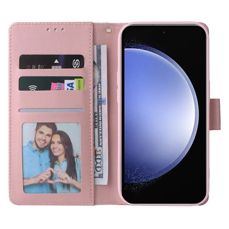 For Samsung Galaxy S23 FE Case Marble Pattern Lacquered Leather Phone Cover with Card Holder