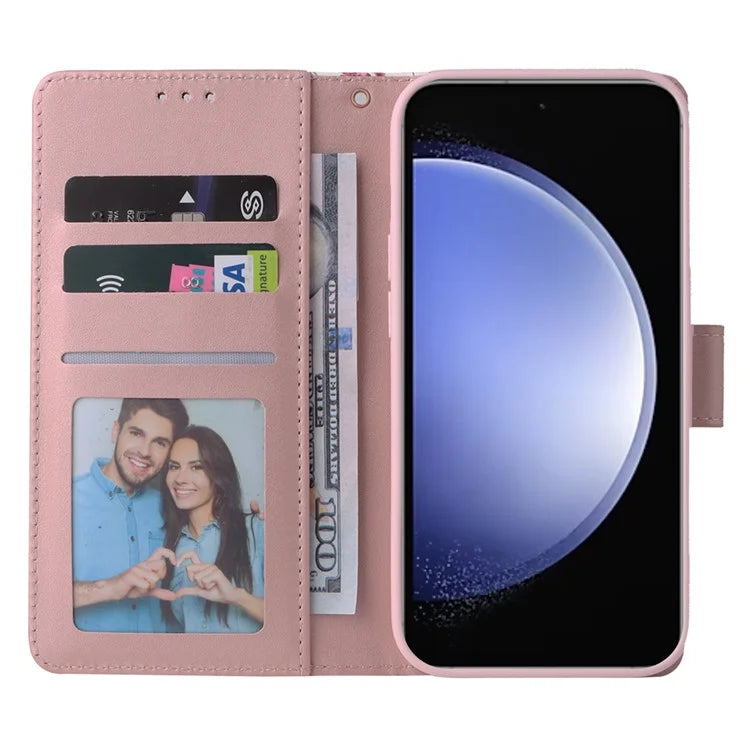 For Samsung Galaxy S23 FE Case Marble Pattern Lacquered Leather Phone Cover with Card Holder