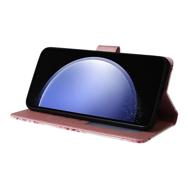 For Samsung Galaxy S23 FE Case Marble Pattern Lacquered Leather Phone Cover with Card Holder