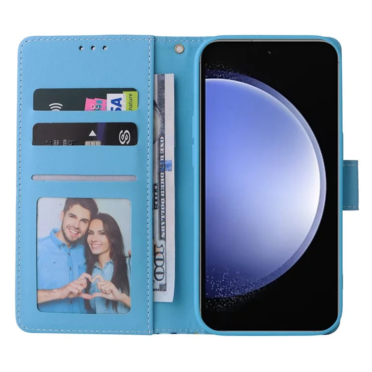 For Samsung Galaxy S23 FE Case Marble Pattern Lacquered Leather Phone Cover with Card Holder