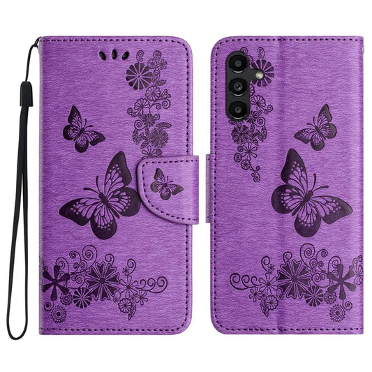 For Samsung Galaxy A15 5G Wallet Case PU Leather Butterflies Flower Phone Cover