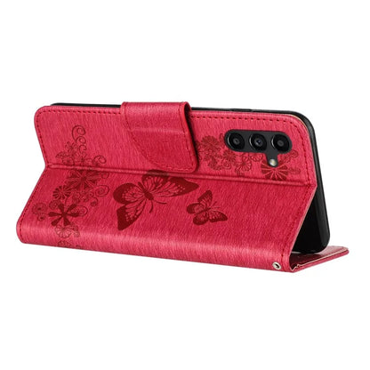 For Samsung Galaxy A15 5G Wallet Case PU Leather Butterflies Flower Phone Cover
