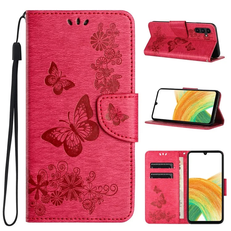 For Samsung Galaxy A05s 4G Case Folio PU Leather Butterflies Flower Phone Cover