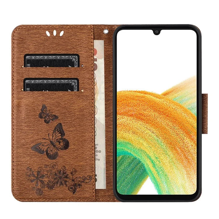 For Samsung Galaxy A05s 4G Case Folio PU Leather Butterflies Flower Phone Cover