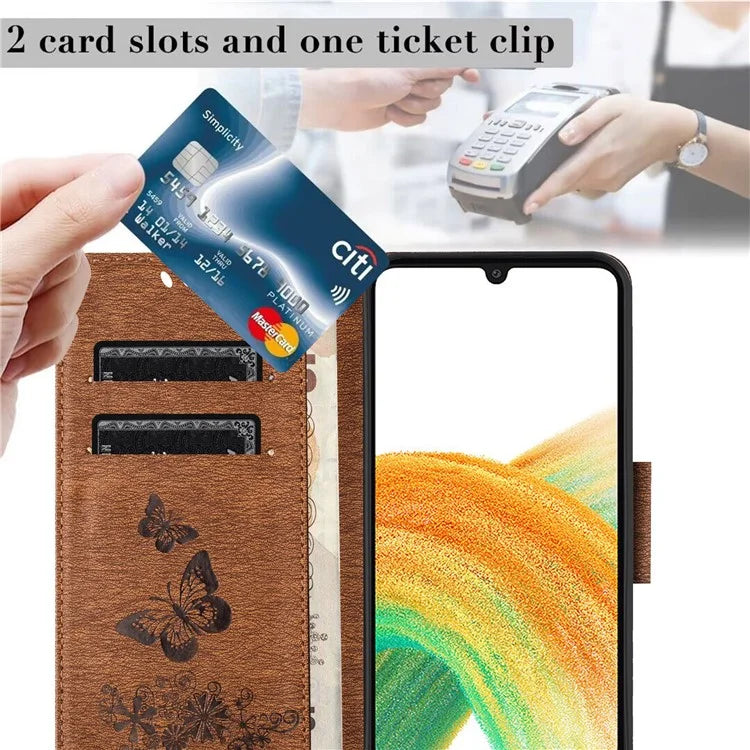 For Samsung Galaxy A05s 4G Case Folio PU Leather Butterflies Flower Phone Cover