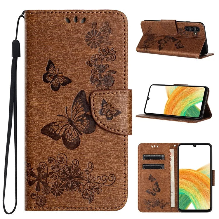 For Samsung Galaxy A05s 4G Case Folio PU Leather Butterflies Flower Phone Cover