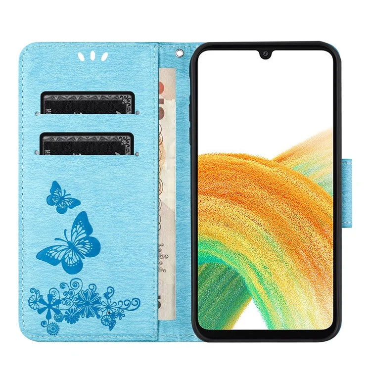 For Samsung Galaxy A05s 4G Case Folio PU Leather Butterflies Flower Phone Cover