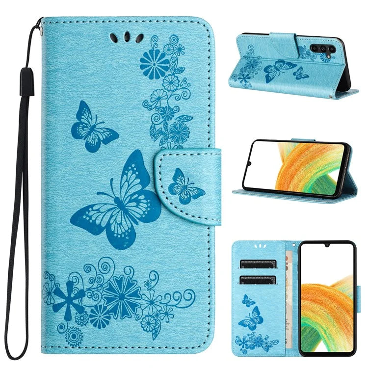 For Samsung Galaxy A05s 4G Case Folio PU Leather Butterflies Flower Phone Cover