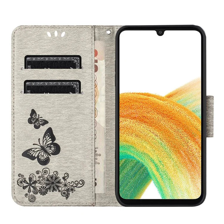 For Samsung Galaxy A05s 4G Case Folio PU Leather Butterflies Flower Phone Cover