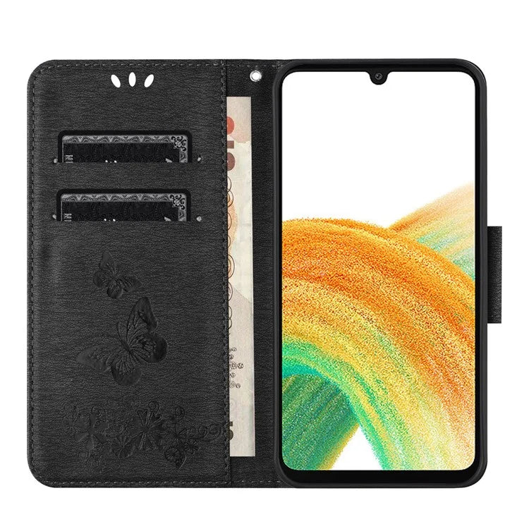 For Samsung Galaxy A05s 4G Case Folio PU Leather Butterflies Flower Phone Cover