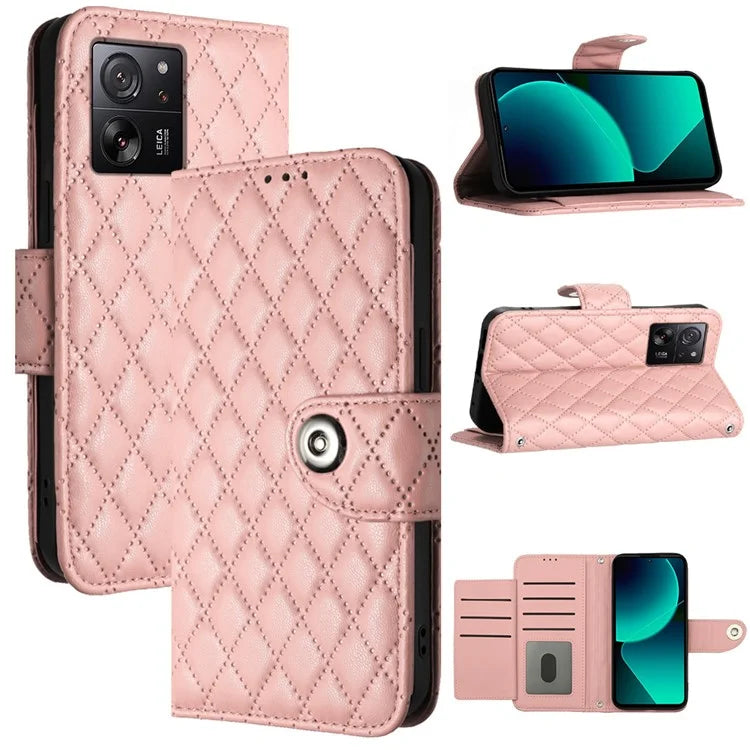 YB Imprinting Series-8 for Xiaomi 13T / 13T Pro Phone Case 7-Card Slots Leather Flip Cover