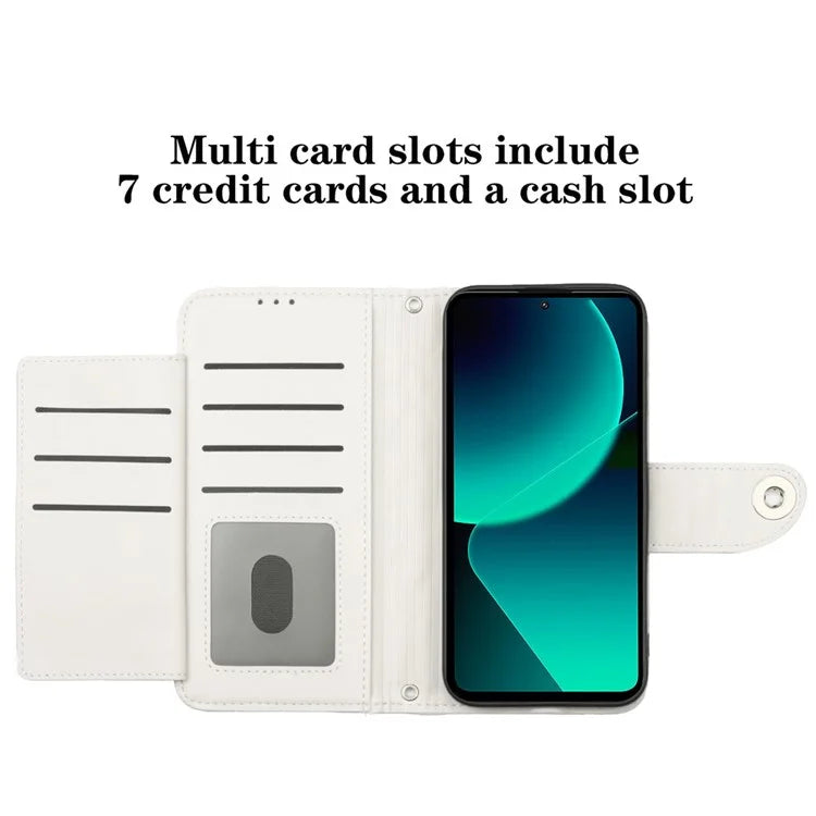 YB Imprinting Series-8 for Xiaomi 13T / 13T Pro Phone Case 7-Card Slots Leather Flip Cover