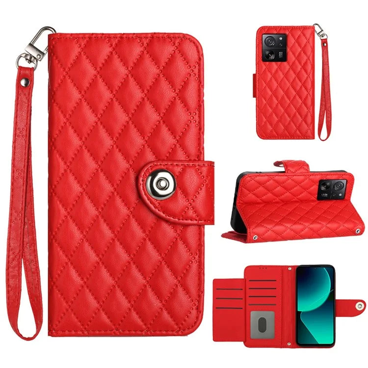 YB Imprinting Series-8 for Xiaomi 13T / 13T Pro Phone Case 7-Card Slots Leather Flip Cover