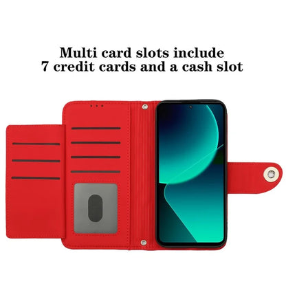 YB Imprinting Series-8 for Xiaomi 13T / 13T Pro Phone Case 7-Card Slots Leather Flip Cover