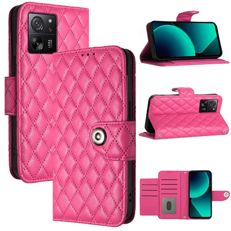 YB Imprinting Series-8 for Xiaomi 13T / 13T Pro Phone Case 7-Card Slots Leather Flip Cover