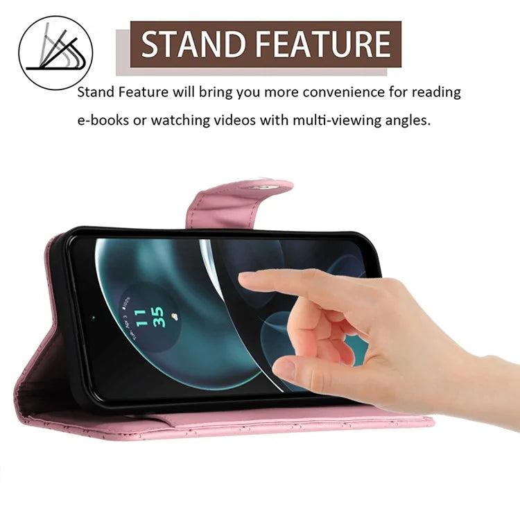 YB Imprinting Series-8 for Motorola Moto G14 4G Case Anti-Dorp Leather Phone Cover with 7 Card Slots