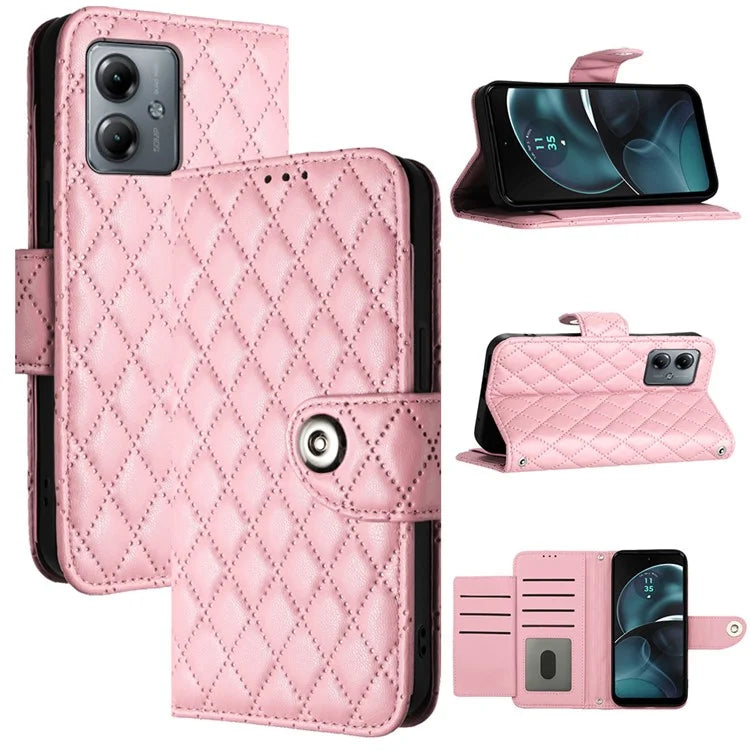 YB Imprinting Series-8 for Motorola Moto G14 4G Case Anti-Dorp Leather Phone Cover with 7 Card Slots