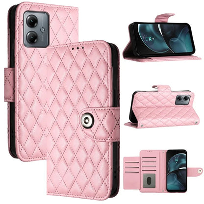 YB Imprinting Series-8 for Motorola Moto G14 4G Case Anti-Dorp Leather Phone Cover with 7 Card Slots
