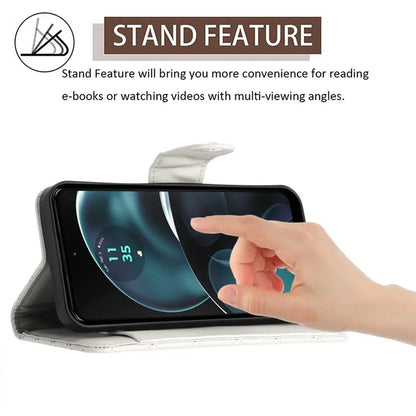 YB Imprinting Series-8 for Motorola Moto G14 4G Case Anti-Dorp Leather Phone Cover with 7 Card Slots