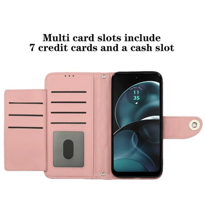 YB Imprinting Series-8 for Motorola Moto G14 4G Case Anti-Dorp Leather Phone Cover with 7 Card Slots
