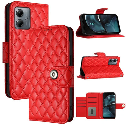 YB Imprinting Series-8 for Motorola Moto G14 4G Case Anti-Dorp Leather Phone Cover with 7 Card Slots