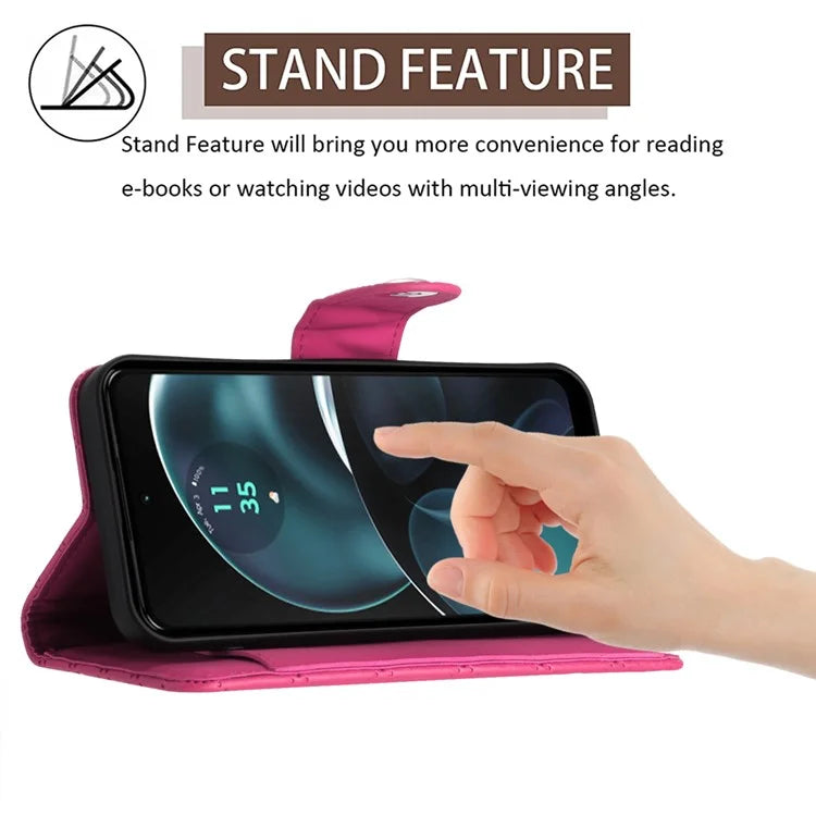 YB Imprinting Series-8 for Motorola Moto G14 4G Case Anti-Dorp Leather Phone Cover with 7 Card Slots