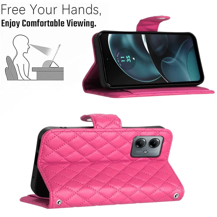 YB Imprinting Series-8 for Motorola Moto G14 4G Case Anti-Dorp Leather Phone Cover with 7 Card Slots