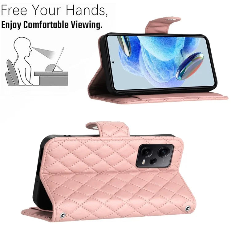 YB Imprinting Series-8 for Xiaomi Redmi Note 12 Pro 5G / Poco X5 Pro 5G Leather Phone Case with Hand Strap