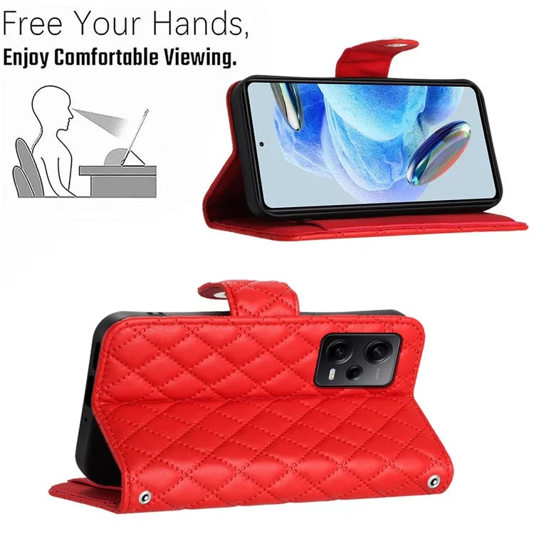 YB Imprinting Series-8 for Xiaomi Redmi Note 12 Pro 5G / Poco X5 Pro 5G Leather Phone Case with Hand Strap