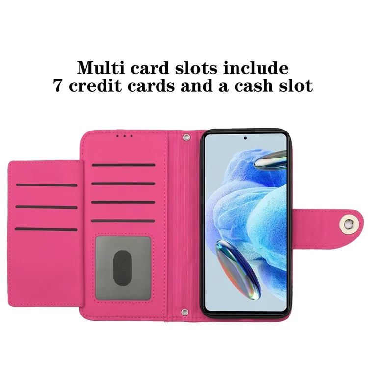 YB Imprinting Series-8 for Xiaomi Redmi Note 12 Pro+ 5G Magnetic Case 7 Card Slots Leather Phone Cover