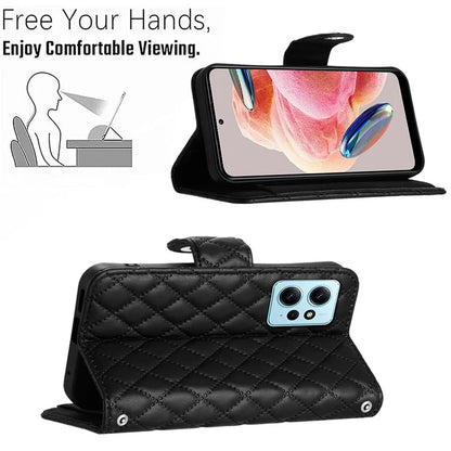YB Imprinting Series-8 for Xiaomi Redmi Note 12 4G Case Leather Phone Wallet Cover with Hand Strap