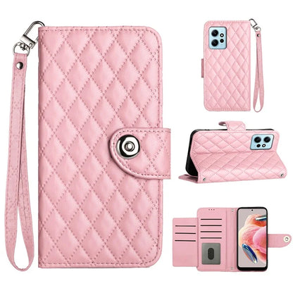 YB Imprinting Series-8 for Xiaomi Redmi Note 12 4G Case Leather Phone Wallet Cover with Hand Strap