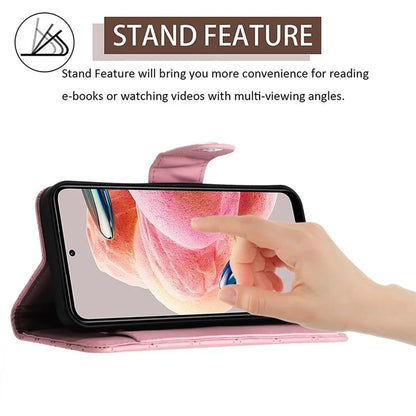 YB Imprinting Series-8 for Xiaomi Redmi Note 12 4G Case Leather Phone Wallet Cover with Hand Strap