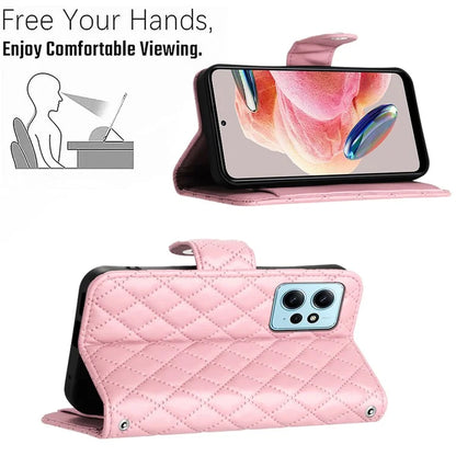 YB Imprinting Series-8 for Xiaomi Redmi Note 12 4G Case Leather Phone Wallet Cover with Hand Strap