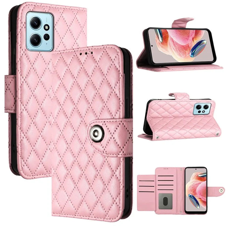YB Imprinting Series-8 for Xiaomi Redmi Note 12 4G Case Leather Phone Wallet Cover with Hand Strap