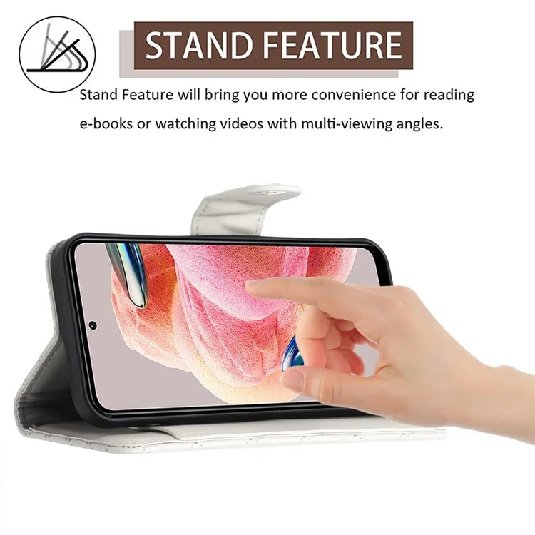 YB Imprinting Series-8 for Xiaomi Redmi Note 12 4G Case Leather Phone Wallet Cover with Hand Strap