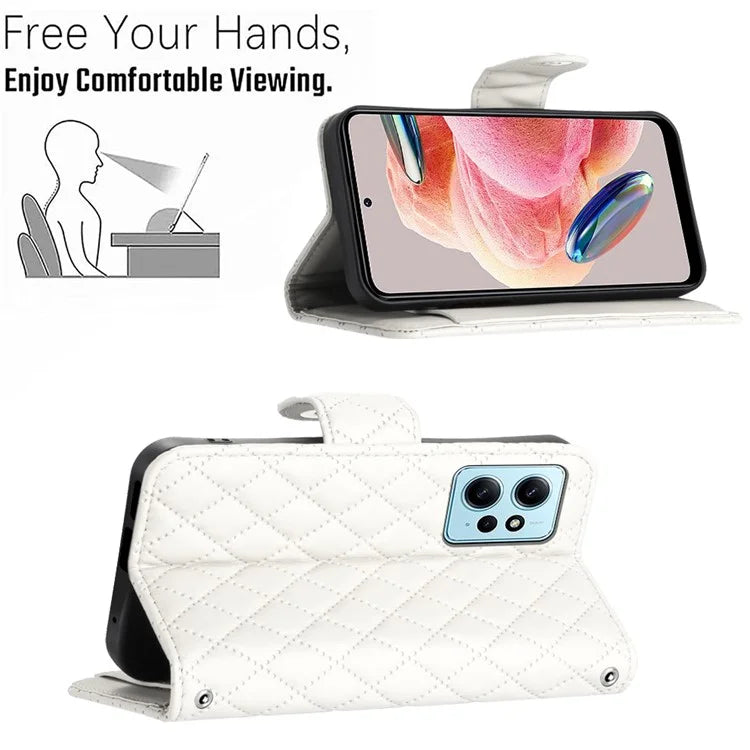 YB Imprinting Series-8 for Xiaomi Redmi Note 12 4G Case Leather Phone Wallet Cover with Hand Strap