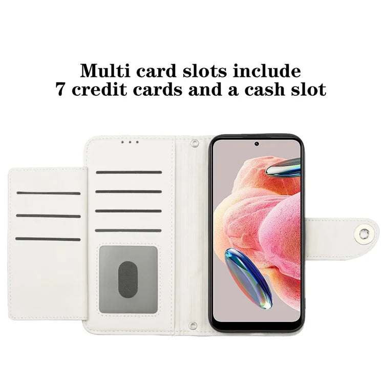 YB Imprinting Series-8 for Xiaomi Redmi Note 12 4G Case Leather Phone Wallet Cover with Hand Strap