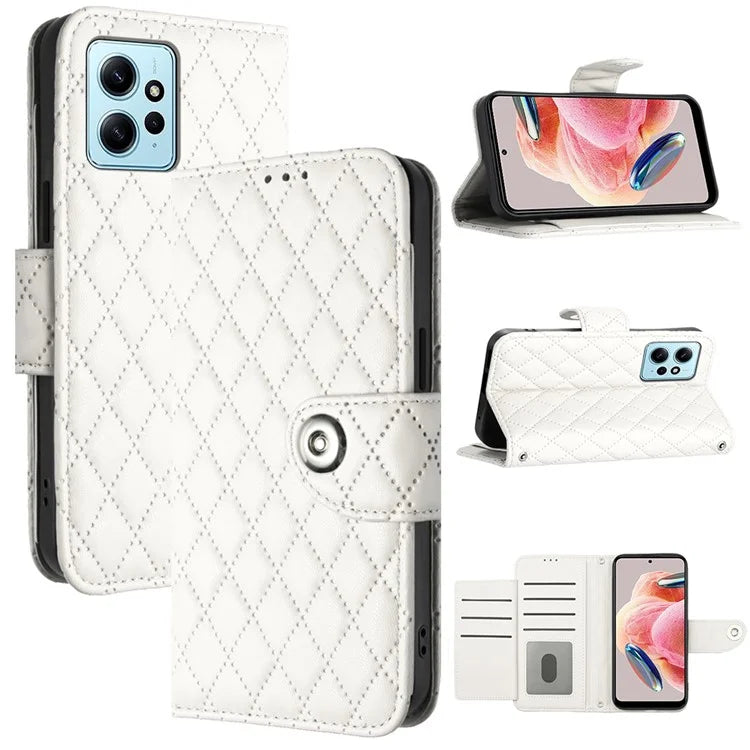 YB Imprinting Series-8 for Xiaomi Redmi Note 12 4G Case Leather Phone Wallet Cover with Hand Strap