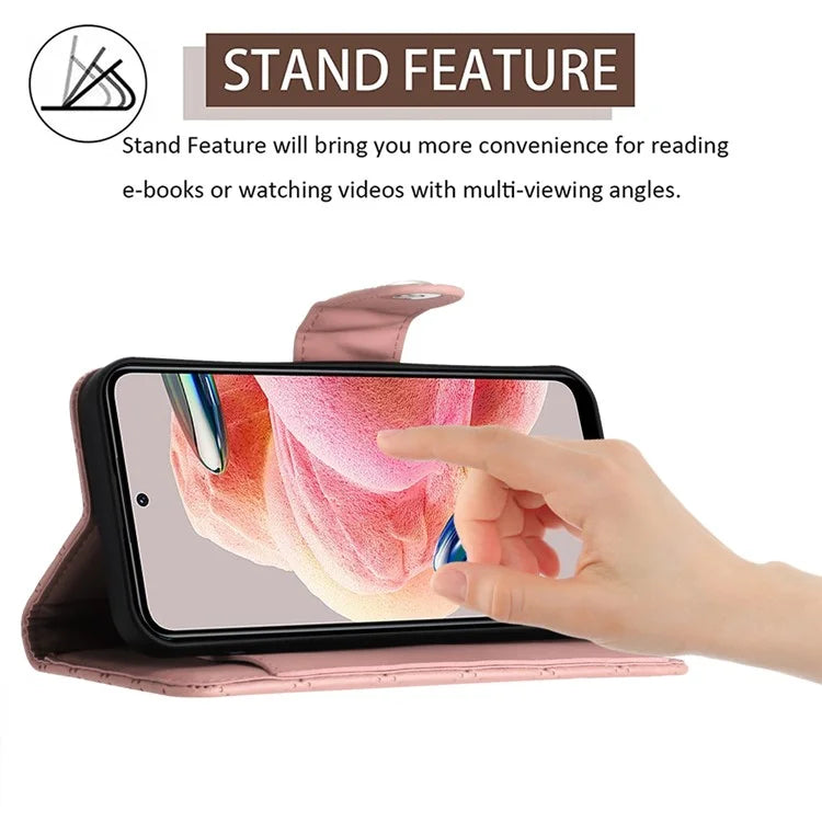 YB Imprinting Series-8 for Xiaomi Redmi Note 12 4G Case Leather Phone Wallet Cover with Hand Strap