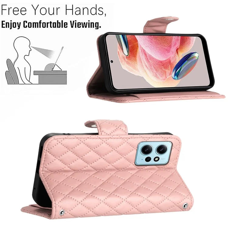 YB Imprinting Series-8 for Xiaomi Redmi Note 12 4G Case Leather Phone Wallet Cover with Hand Strap